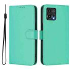 For Motorola Moto G72 Skin Feel Solid Color Leather Phone Case with Lanyard(Green) - 2