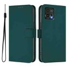 For Motorola Moto G72 Skin Feel Solid Color Leather Phone Case with Lanyard(Dark Green) - 2