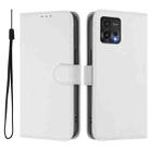 For Motorola Moto G72 Skin Feel Solid Color Leather Phone Case with Lanyard(White) - 2