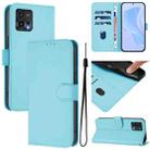 For Motorola Moto G72 Skin Feel Solid Color Leather Phone Case with Lanyard(Sky Blue) - 1