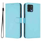 For Motorola Moto G72 Skin Feel Solid Color Leather Phone Case with Lanyard(Sky Blue) - 2