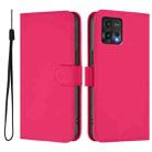 For Motorola Moto G72 Skin Feel Solid Color Leather Phone Case with Lanyard(Rose Red) - 2