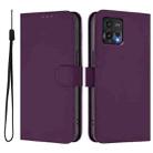 For Motorola Moto G72 Skin Feel Solid Color Leather Phone Case with Lanyard(Violet) - 2