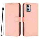 For Motorola Moto G73 5G Skin Feel Solid Color Leather Phone Case with Lanyard(Pink) - 2