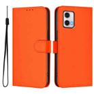 For Motorola Moto G73 5G Skin Feel Solid Color Leather Phone Case with Lanyard(Orange) - 2