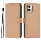 For Motorola Moto G73 5G Skin Feel Solid Color Leather Phone Case with Lanyard(Nude) - 2