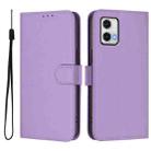 For Motorola Moto G73 5G Skin Feel Solid Color Leather Phone Case with Lanyard(Lavender Purple) - 2