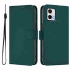 For Motorola Moto G73 5G Skin Feel Solid Color Leather Phone Case with Lanyard(Dark Green) - 2