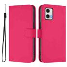 For Motorola Moto G73 5G Skin Feel Solid Color Leather Phone Case with Lanyard(Rose Red) - 2