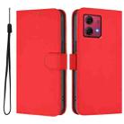 For Motorola Moto G84 5G Skin Feel Solid Color Leather Phone Case with Lanyard(Red) - 2