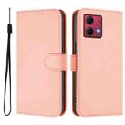 For Motorola Moto G84 5G Skin Feel Solid Color Leather Phone Case with Lanyard(Pink) - 2