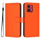 For Motorola Moto G84 5G Skin Feel Solid Color Leather Phone Case with Lanyard(Orange) - 2