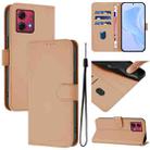 For Motorola Moto G84 5G Skin Feel Solid Color Leather Phone Case with Lanyard(Nude) - 1