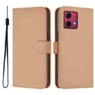 For Motorola Moto G84 5G Skin Feel Solid Color Leather Phone Case with Lanyard(Nude) - 2