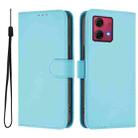 For Motorola Moto G84 5G Skin Feel Solid Color Leather Phone Case with Lanyard(Sky Blue) - 2