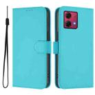 For Motorola Moto G84 5G Skin Feel Solid Color Leather Phone Case with Lanyard(Lake Blue) - 2