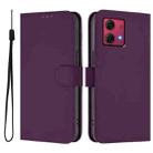 For Motorola Moto G84 5G Skin Feel Solid Color Leather Phone Case with Lanyard(Violet) - 2