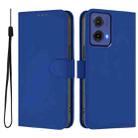 For Motorola Moto G85 5G Skin Feel Solid Color Leather Phone Case with Lanyard(Dark Blue) - 2