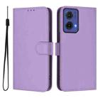 For Motorola Moto G85 5G Skin Feel Solid Color Leather Phone Case with Lanyard(Lavender Purple) - 2