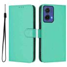 For Motorola Moto G85 5G Skin Feel Solid Color Leather Phone Case with Lanyard(Green) - 2