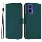 For Motorola Moto G85 5G Skin Feel Solid Color Leather Phone Case with Lanyard(Dark Green) - 2