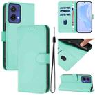 For Motorola Moto G85 5G Skin Feel Solid Color Leather Phone Case with Lanyard(Mint Green) - 1