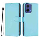 For Motorola Moto G85 5G Skin Feel Solid Color Leather Phone Case with Lanyard(Sky Blue) - 2