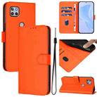 For Motorola One 5G Ace Skin Feel Solid Color Leather Phone Case with Lanyard(Orange) - 1