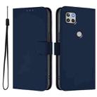 For Motorola One 5G Ace Skin Feel Solid Color Leather Phone Case with Lanyard(Navy Blue) - 2