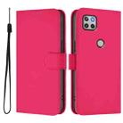 For Motorola One 5G Ace Skin Feel Solid Color Leather Phone Case with Lanyard(Rose Red) - 2