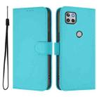 For Motorola One 5G Ace Skin Feel Solid Color Leather Phone Case with Lanyard(Lake Blue) - 2