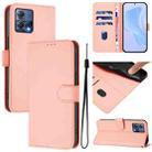 For Motorola Moto S30 Pro 5G Skin Feel Solid Color Leather Phone Case with Lanyard(Pink) - 1