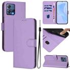 For Motorola Moto S30 Pro 5G Skin Feel Solid Color Leather Phone Case with Lanyard(Lavender Purple) - 1