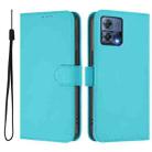 For Motorola Moto S30 Pro 5G Skin Feel Solid Color Leather Phone Case with Lanyard(Lake Blue) - 2