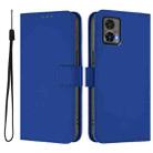 For Motorola Edge 30 Neo Skin Feel Solid Color Leather Phone Case with Lanyard(Dark Blue) - 2