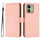For Motorola Edge 40 5G Global Skin Feel Solid Color Leather Phone Case with Lanyard(Pink) - 2