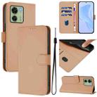 For Motorola Edge 40 5G Global Skin Feel Solid Color Leather Phone Case with Lanyard(Nude) - 1