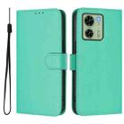 For Motorola Edge 40 5G Global Skin Feel Solid Color Leather Phone Case with Lanyard(Green) - 2