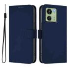 For Motorola Edge 40 5G Global Skin Feel Solid Color Leather Phone Case with Lanyard(Navy Blue) - 2