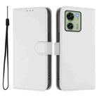 For Motorola Edge 40 5G Global Skin Feel Solid Color Leather Phone Case with Lanyard(White) - 2