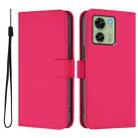 For Motorola Edge 40 5G Global Skin Feel Solid Color Leather Phone Case with Lanyard(Rose Red) - 2