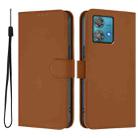 For Motorola Edge 40 Neo 5G Skin Feel Solid Color Leather Phone Case with Lanyard(Brown) - 2