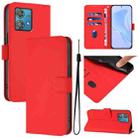 For Motorola Edge 40 Neo 5G Skin Feel Solid Color Leather Phone Case with Lanyard(Red) - 1