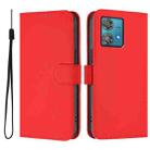 For Motorola Edge 40 Neo 5G Skin Feel Solid Color Leather Phone Case with Lanyard(Red) - 2