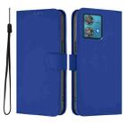 For Motorola Edge 40 Neo 5G Skin Feel Solid Color Leather Phone Case with Lanyard(Dark Blue) - 2