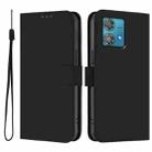 For Motorola Edge 40 Neo 5G Skin Feel Solid Color Leather Phone Case with Lanyard(Black) - 2