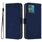 For Motorola Edge 40 Neo 5G Skin Feel Solid Color Leather Phone Case with Lanyard(Navy Blue) - 2