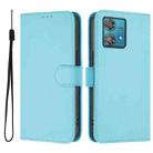 For Motorola Edge 40 Neo 5G Skin Feel Solid Color Leather Phone Case with Lanyard(Sky Blue) - 2