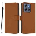 For Motorola Edge 50 Neo Skin Feel Solid Color Leather Phone Case with Lanyard(Brown) - 2