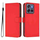 For Motorola Edge 50 Neo Skin Feel Solid Color Leather Phone Case with Lanyard(Red) - 2